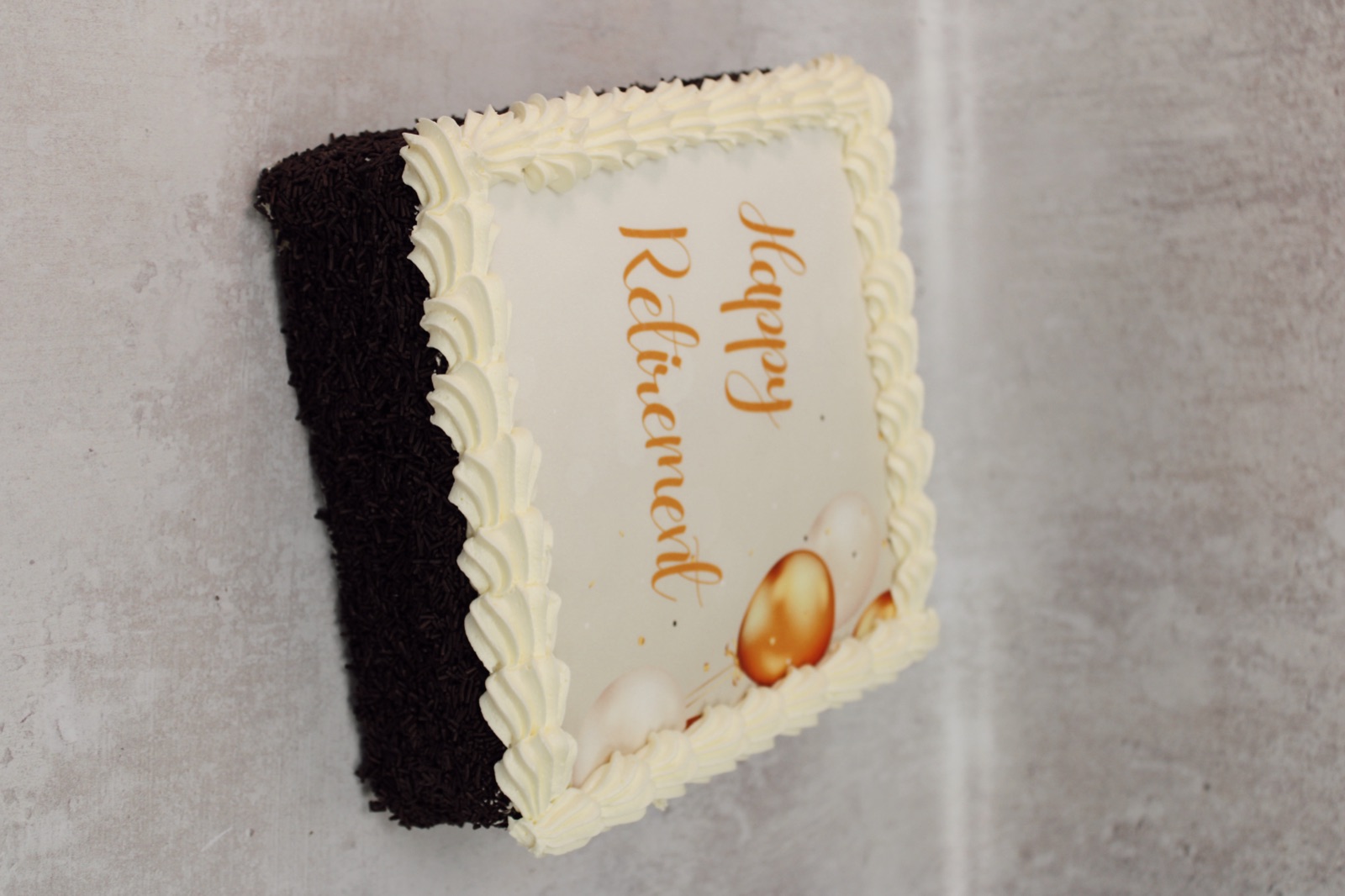 Happy Retirement picture cake from Knotts Bakery