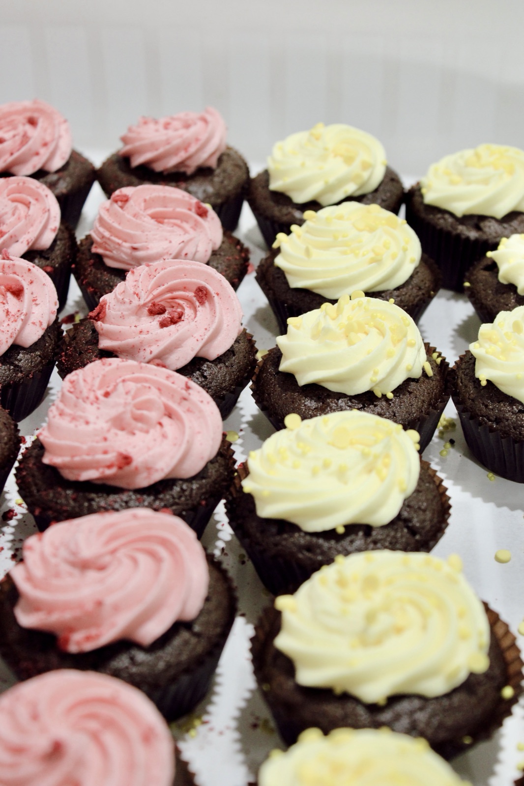 Knotts Bakery cupcakes with pink and cream frosting for corporate events